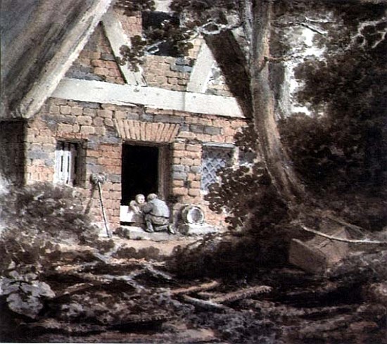 Scene at a Cottage Door (watercolour) a Rev. William Bree
