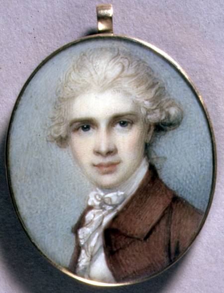 Portrait Miniature of a Young Man in a Brown Coat a Richard Cosway