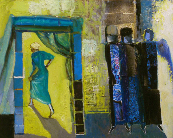 Sarah and the Three Angels, 1998 (oil & collage on canvas)  a Richard  Mcbee