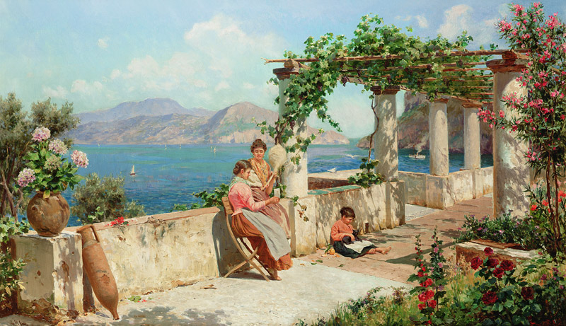 Figures on a Terrace in Capri a Robert Alott