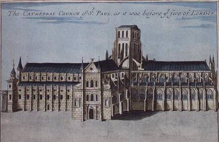 St. Paul's Cathedral before it was destroyed by the Fire of London from 'A Book of the Prospects of a Robert Morden