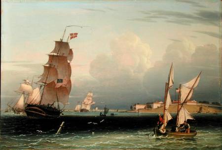 Ship Going Out, Fort Independence, Boston Harbour a Robert Salmon