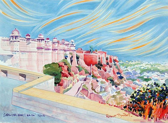 Gwalior Fort, India, 2001 (w/c on paper)  a Robert  Tyndall