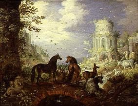 Animals listen to the game of Orpheus '. a Roelant Jakobsz Savery