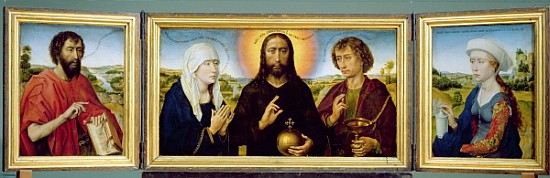 The Braque Family Triptych, St. John the Baptist, Christ the Redeemer between the Virgin and St. Joh a Rogier van der Weyden