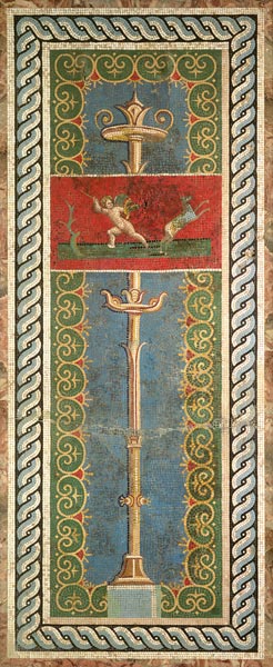 Candelabra with ornamental motif (mosaic) a Arte Romana