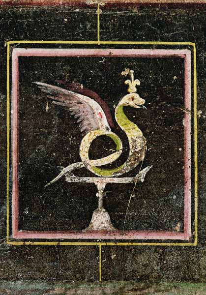 A Winged Serpent, detail from a tablinum decorated with egyptian style paintings a Arte Romana