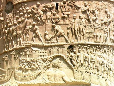 The Roman army crossing the Danube, detail from Trajan's Column a Arte Romana