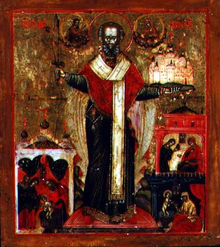 Saint Nicholas of Mozhaisk with scenes from his life a Russian