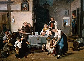 Meal in one Tyrolean farmhouse parlour a S. Hesse