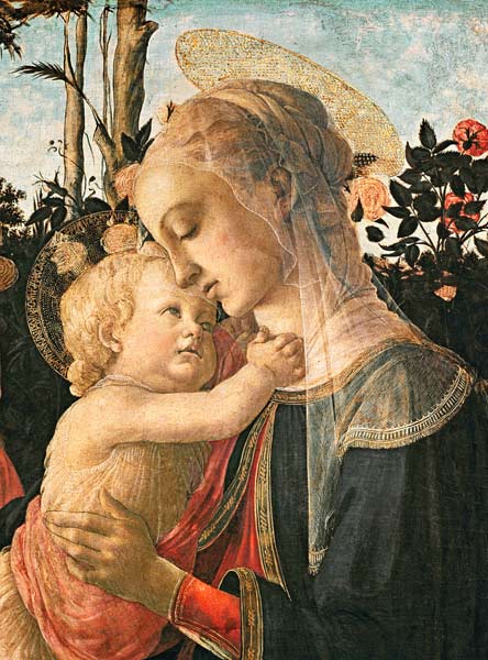 Madonna and Child with St. John the Baptist, detail of the Madonna and Child (detail from 93886) a Sandro Botticelli