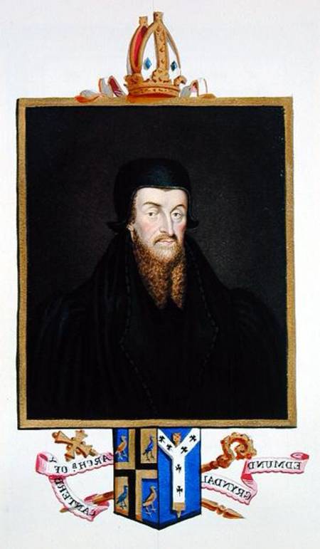 Portrait of Edmund Grindal (c.1519-83) Archbishop of Canterbury from 'Memoirs of the Court of Queen a Sarah Countess of Essex