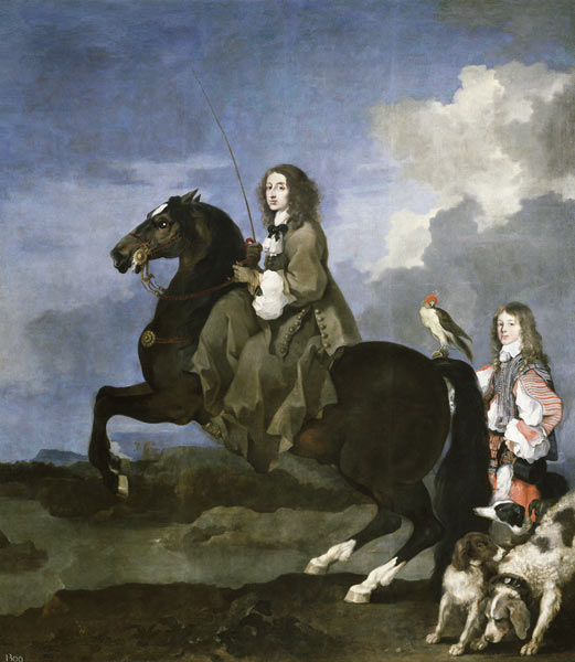 Portrait of Queen Christina of Sweden (1626-1689) on Horseback a Sébastien Bourdon