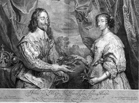 Charles I (1600-49) and Henrietta Maria (1609-69) engraved by George Vertue (1684-1756) after a pain a Sir Anthonis van Dyck