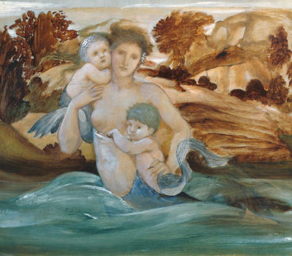 Mermaid with her Offspring a Sir Edward Burne-Jones