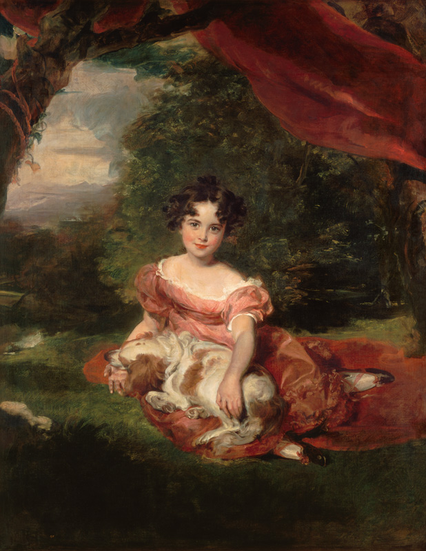 Portrait the Julia Beatrice Peel with a Spaniel a Sir Thomas Lawrence