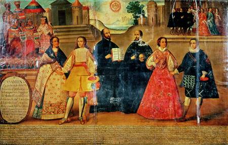 Double wedding between two Inca women and two Spaniards in 1558 a Spanish School