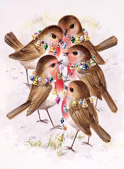 Christmas Robins (w/c on paper)  a Stanley  Cooke