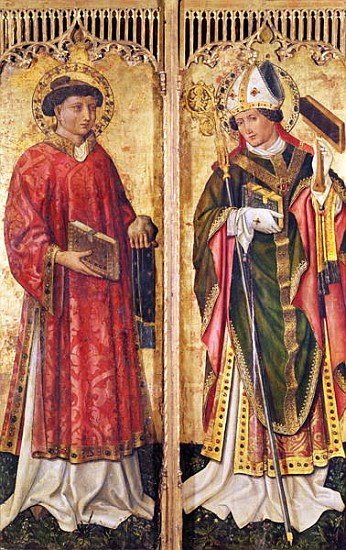 St. Stephen and St. Blaise, from the Altarpiece of Pierre Rup, c.1450 a Swiss School
