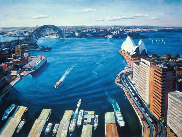 Sydney Harbour, PM, 1995 (oil on canvas)  a Ted  Blackall
