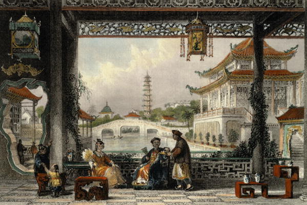 Pavilion and Gardens of a Mandarin near Peking, from 'China in a Series of Views' by George Newenham a Thomas Allom