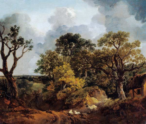 Woodland landscape with way and sheep a Thomas Gainsborough