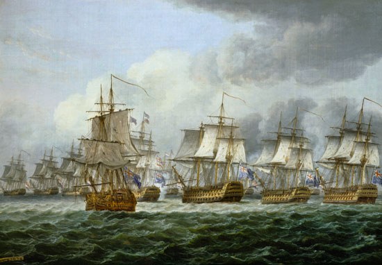 The battle of cape piece of Vincent (1797) or at the dogger bank (1781) a Thomas Luny
