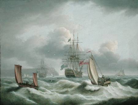 Two Deckers Lying off Berry Head a Thomas Luny