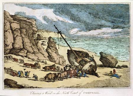 Clearing a Wreck on the North Coast of Cornwall, from 'Sketches from Nature' a Thomas Rowlandson