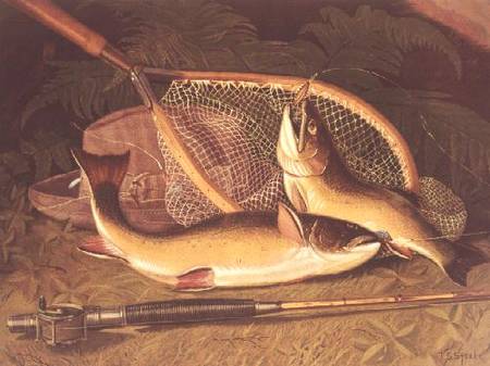 Still Life with a Salmon Trout, a Rod and a Net a Thomas Sedgwick Steele