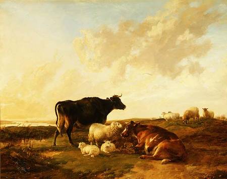 Landscape with Cows and Sheep a Thomas Sidney Cooper
