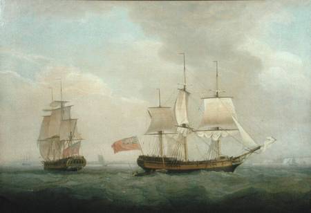 A Merchantman in Two Positions off the South Coast a Thomas Whitcombe