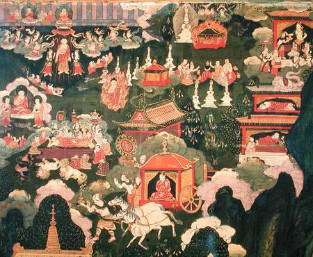 Parinirvana and the Death of Buddha, from 'The Life of Buddha Sakyamuni' a Tibetan Art