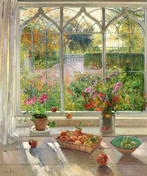 Frutta e fiori d'autunno, 2001 (olio su tela)  a Timothy  Easton
