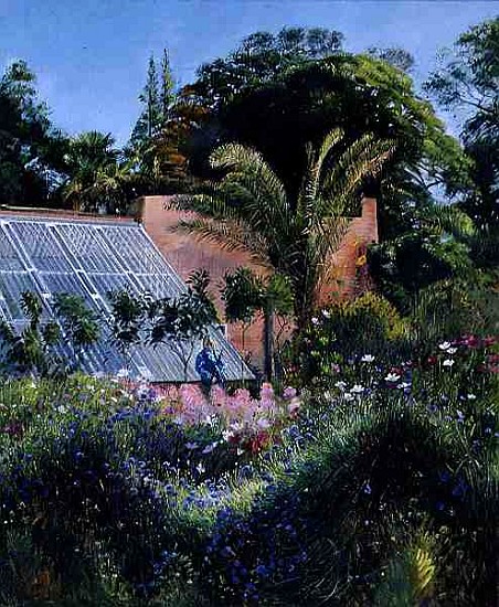 Cornflower Waves at Heligan (oil on canvas)  a Timothy  Easton