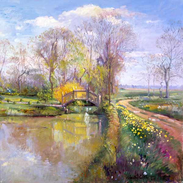 Spring Bridge, 1992 (oil on canvas)  a Timothy  Easton