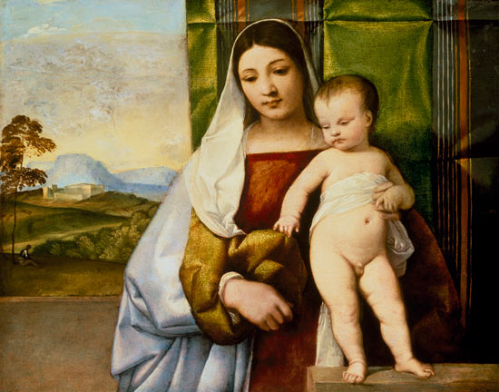 Maria mit Kind a Tiziano (alias Tiziano Vercellio)