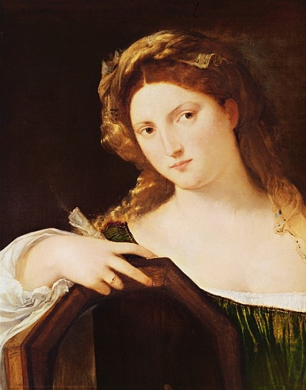 Detail of Allegory of Vanity, or Young Woman with a Mirror, c.1515 a Tiziano (alias Tiziano Vercellio)