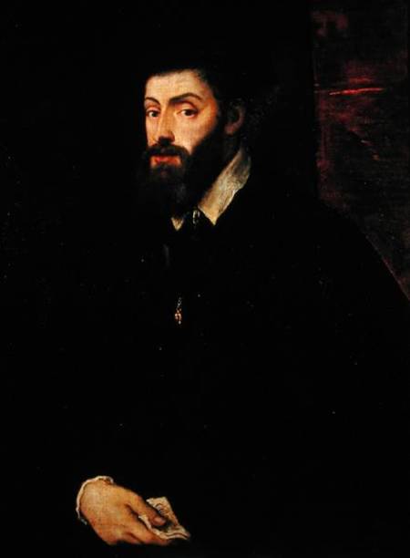 Portrait of Charles V (1500-58) a Tiziano (alias Tiziano Vercellio)