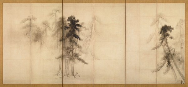 Pine Trees (Right of a pair of six-section folding screens) a Tohaku Hasegawa 
