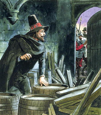 Guy Fawkes, from 'Peeps into the Past', published c.1900 (colour litho) a Trelleek