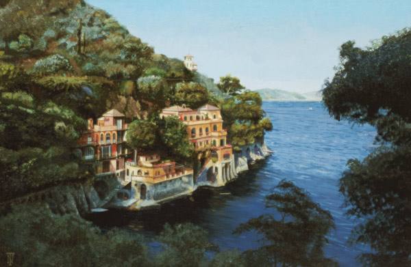 Villa, Portofino, From Hotel Picolo, Liguria, 1998 (oil on canvas)  a Trevor  Neal