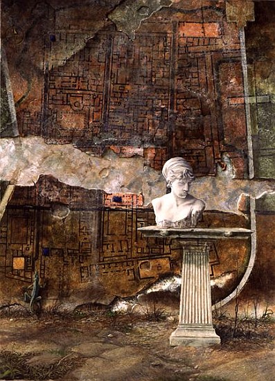Herculaneum Site Plan, 1994 (oil on canvas)  a Trevor  Neal