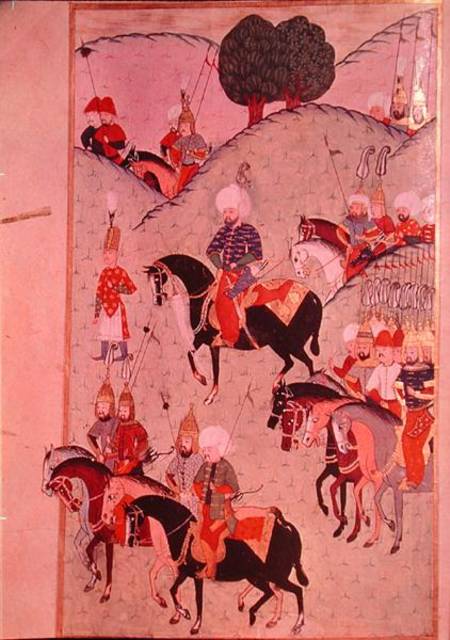 TSM H.1339 Sultan Selim II (1524-74) riding between Kotahia and Belgrade to rejoin the Imperial Army a Scuola Turca