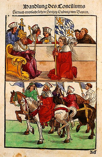 The Duke of Bayern receives his Feudal rights from the Emperor at the Council of Constance, from ''C a Ulrich von Richental