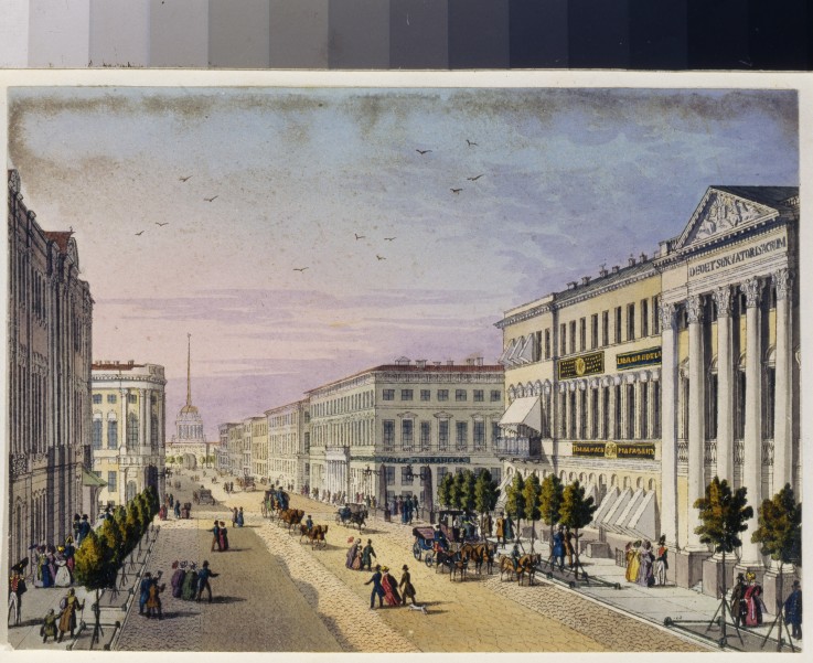 View of the Nevsky Prospekt and the Police Bridge in St. Petersburg (Album of Marie Taglioni) a Unbekannter Künstler
