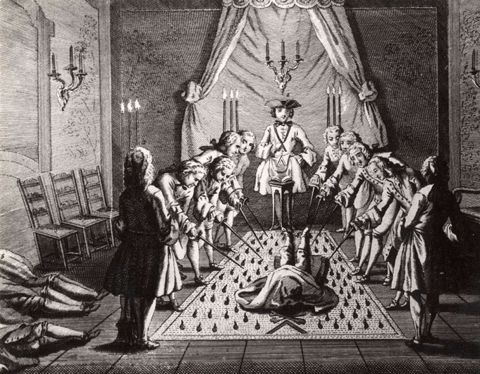 The French Freemasons initiation ceremony a Unbekannter Künstler