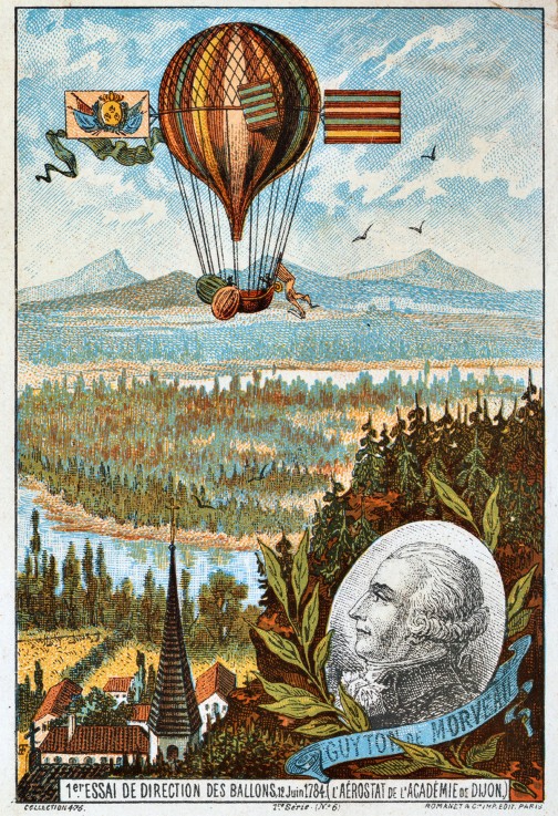 First attempt to direct a balloon by Guyton de Morveau, 1784 (From the Series "The Dream of Flight") a Unbekannter Künstler