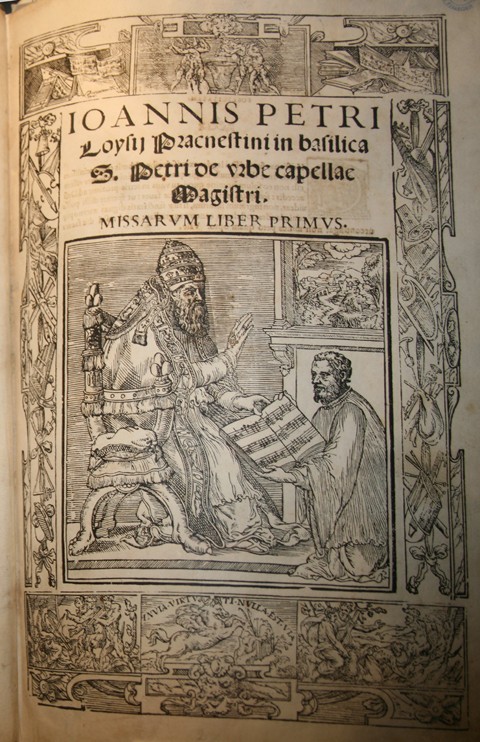 Frontispiece of the Missarum Liber primus by Giovanni Pierluigi da Palestrina (Palestrina and Pope J a Unbekannter Künstler