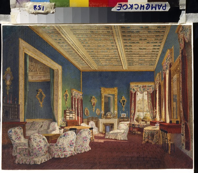 Interior in the Talyzin's Manor House Denezhnikovo a Unbekannter Künstler